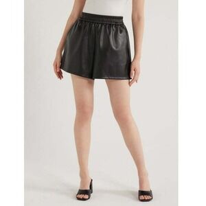Scoop Womens Faux Leather Pull On Relaxed Black Shorts Two Pockets Size S (4-6)